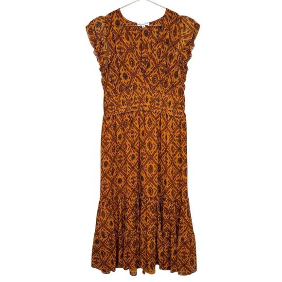Ulla Johnson Anika Dress Ochre Silk Ruffle Size 8 - Picture 5 of 12